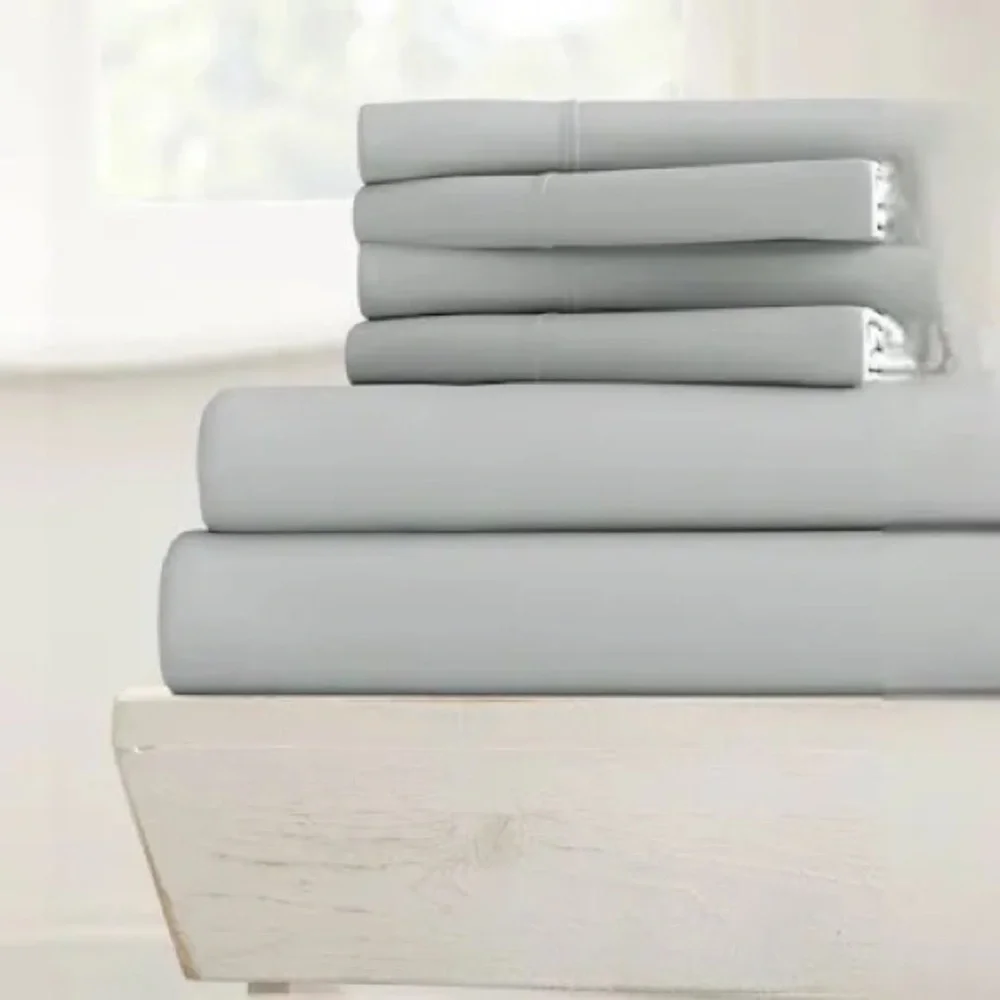 Ienjoy Home Soft in Style 6-Piece Queen Size Sheet Set, Light Gray